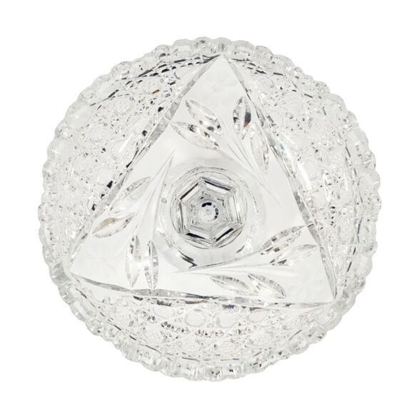 Vintage Etched Crystal 5" Compote Candy Dish Sawtooth Rim Pedestal - Picture 2 of 8